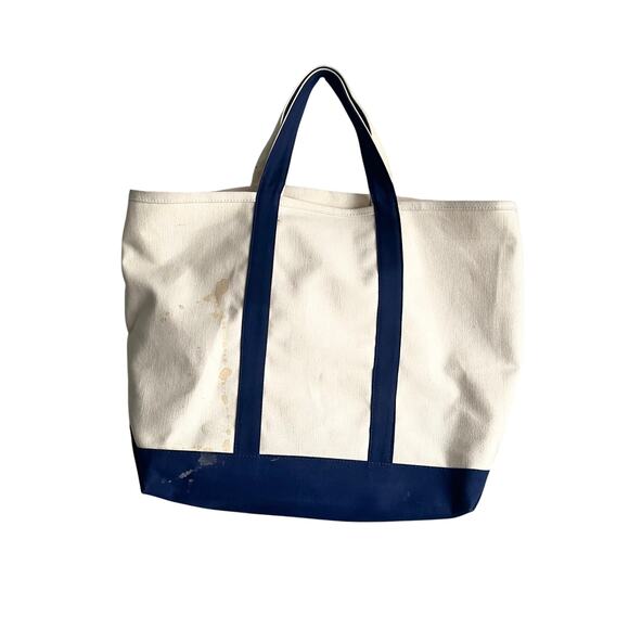 Canvas Tote Bag With Blue Handles No Brand Size 20x15 preowned - Picture 2 of 6